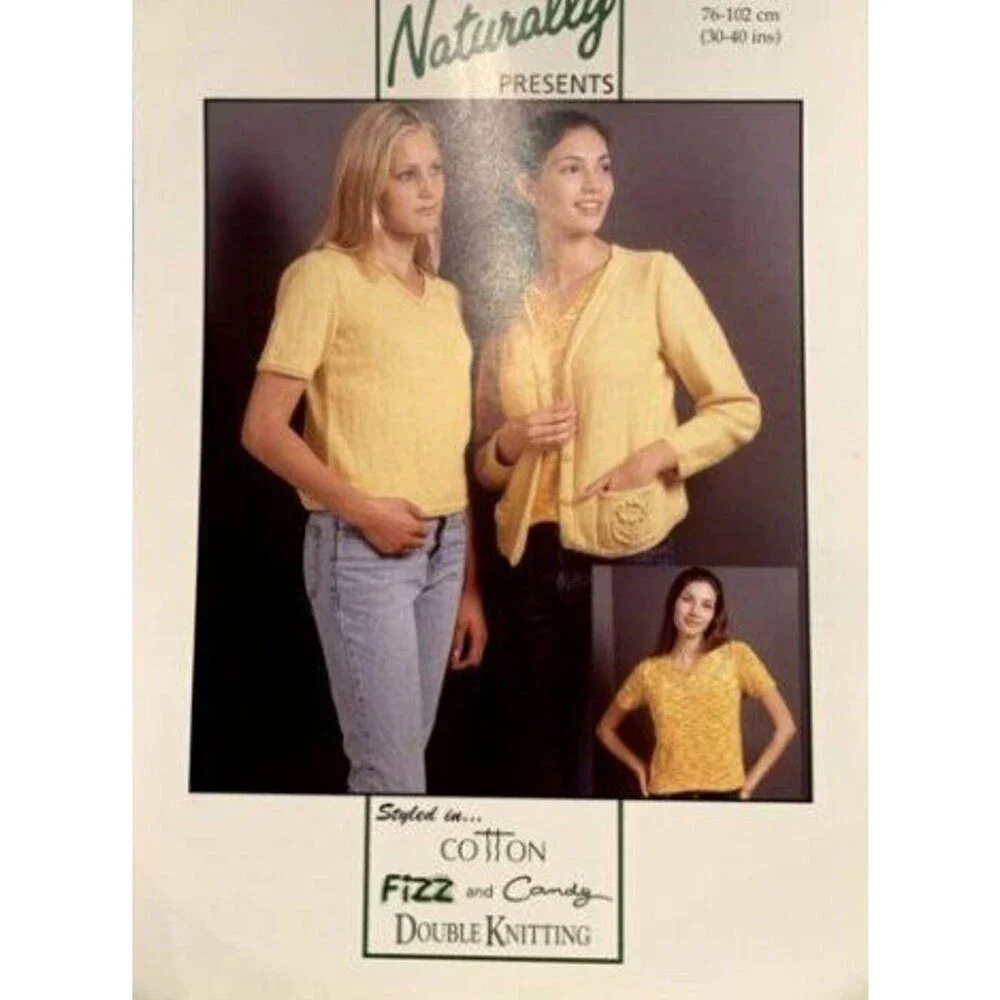 New Hand Knit Yarns by Naturally C223 Sweater Cardigan Knitting Pattern